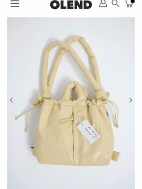 Vegan Leather Shoulder Tote in Pale Yellow